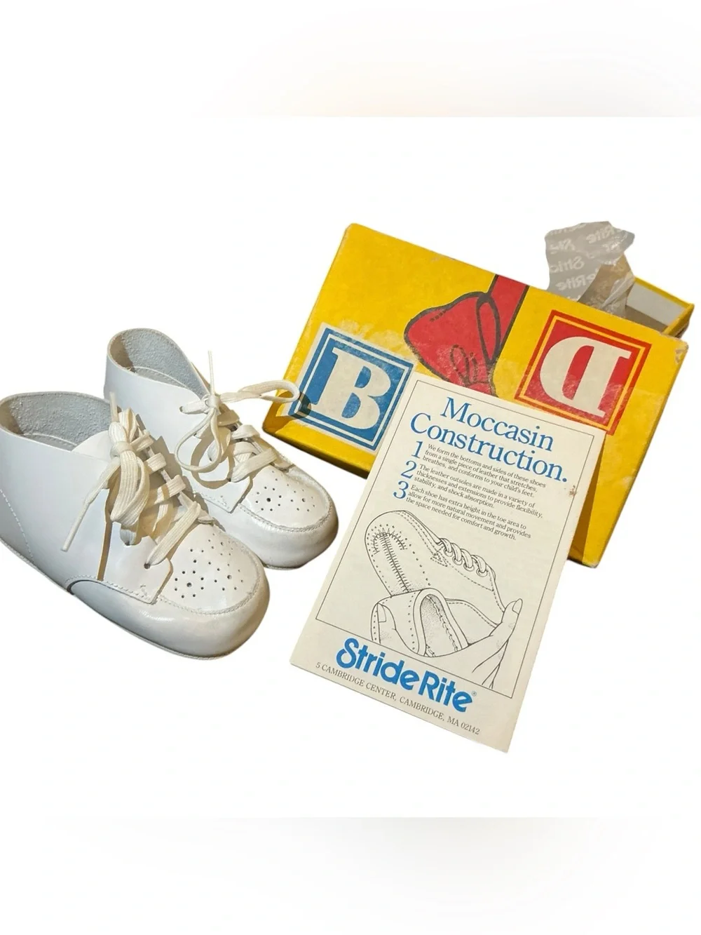 Vintage Stride Rite Buster Brown White Leather Pre-Walker Baby Shoes 2M
